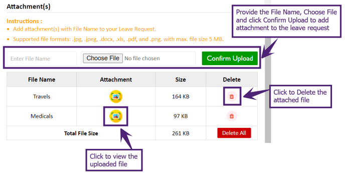 Add Leave Request - attachment