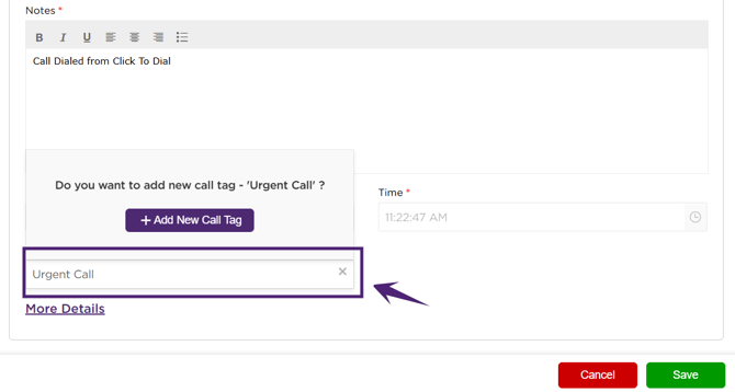 Add New Call Tag-1
