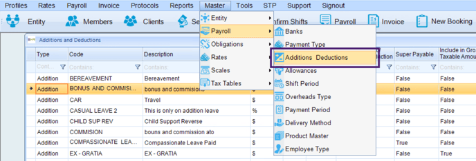 Additions Deductions