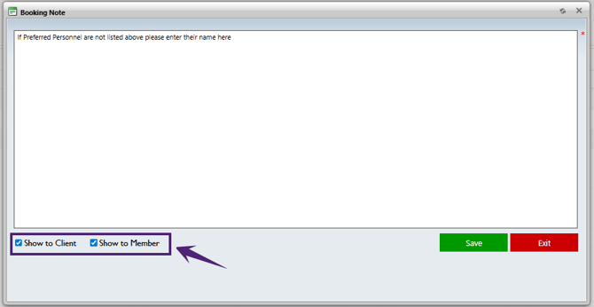 Booking Notes