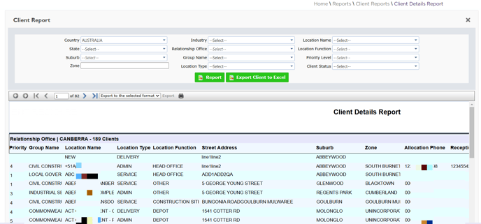 Client Details Report