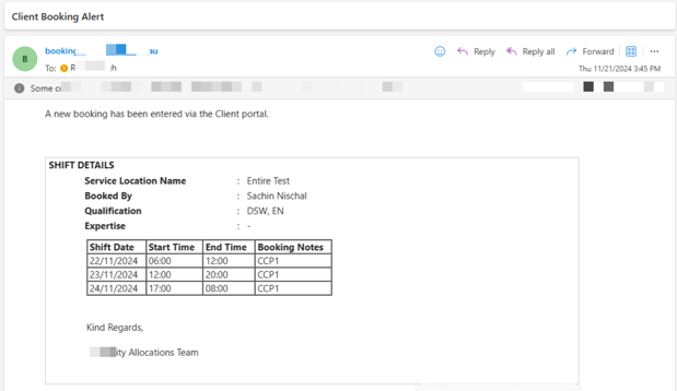 Client Portal - Multi Shifts