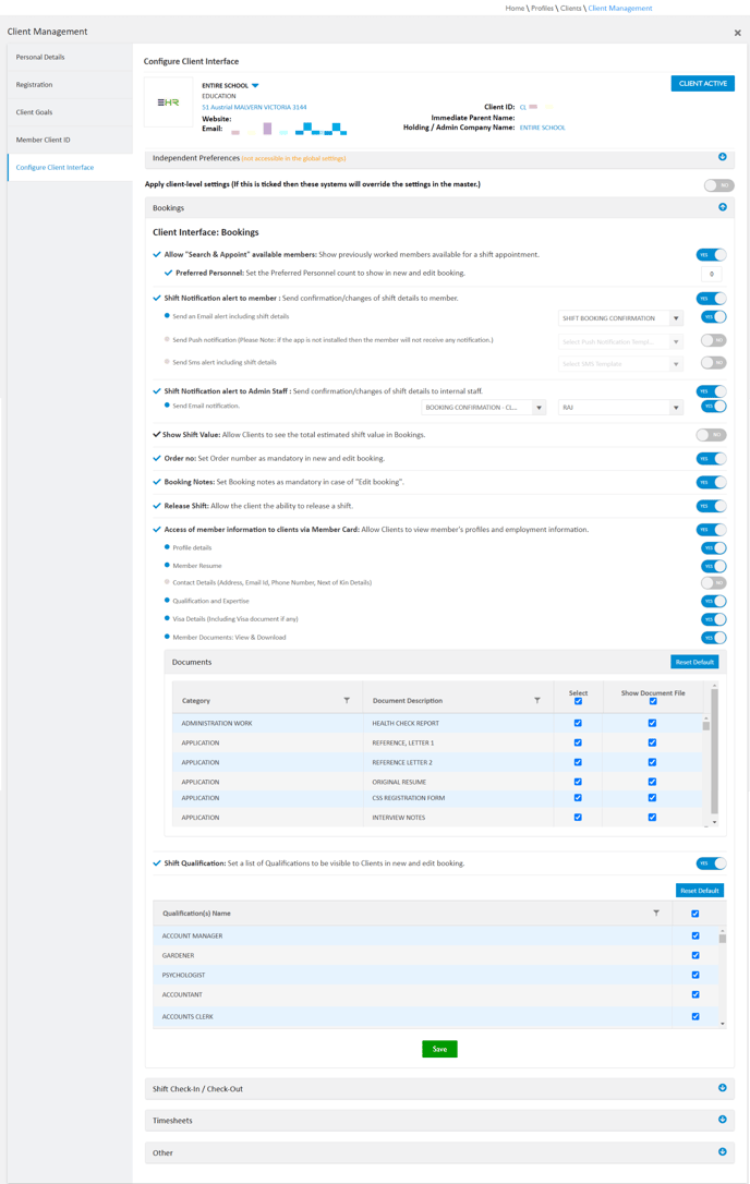 Configure Client Interface