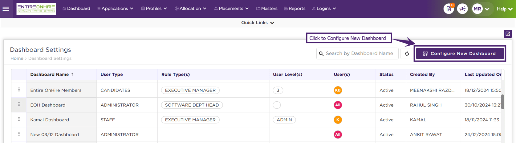 Configure Dashboard