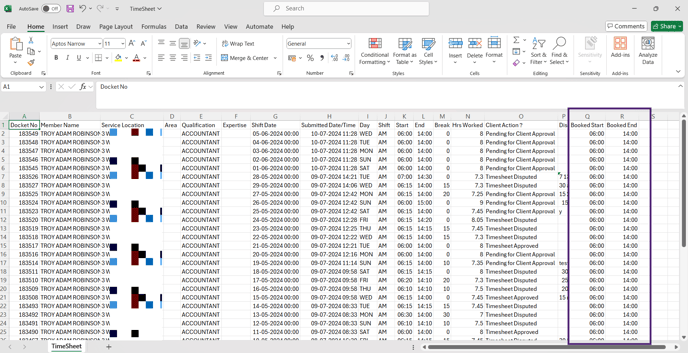 Confirm Shifts excel report -L-2