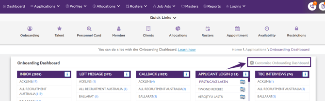 Customise Onboarding Dashboard 1