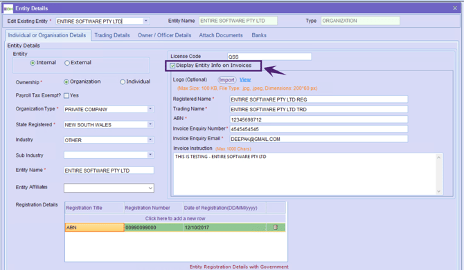 Finance- Entity Details
