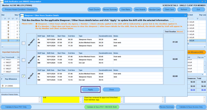 Finance-Other Hours Details