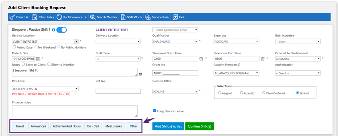 Multi Booking - Additional Details