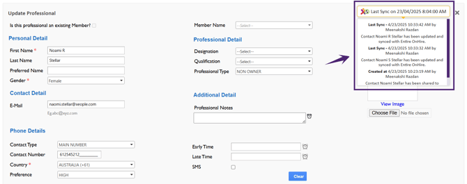 Professional-Sync Data