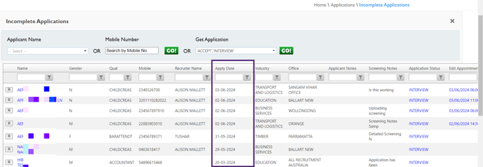 Recruitment Dashboard- Apply Date