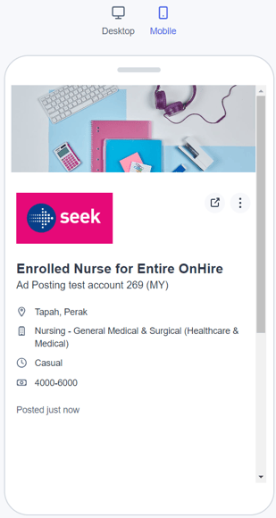 Seek Job Preview-Mobile View