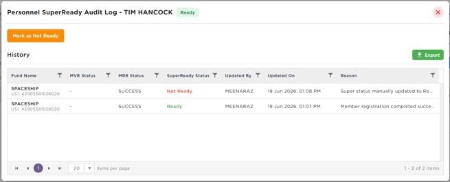 SuperReady Audit Log