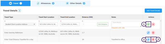 Travel Details Add Edit