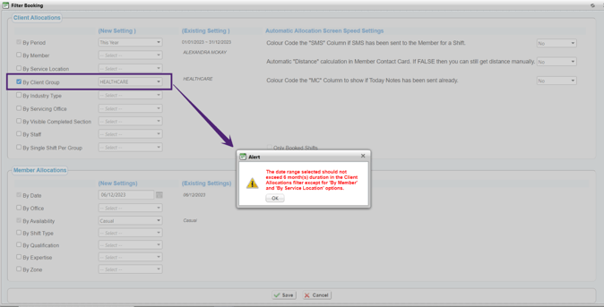 Client Allocation Filter